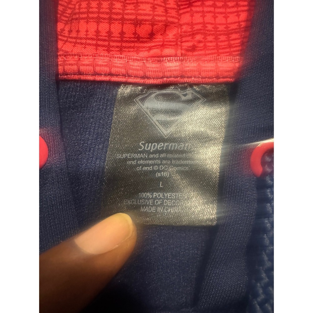 Superman DC Comics Performance Hoodie Navy Blue Gray Red Shield Logo‎ Mens Large - Picture 7 of 9